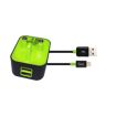 Picture of Goui Wall Charger 2 USB UK Power Charger + Lightning Sync Cable - Black/Green