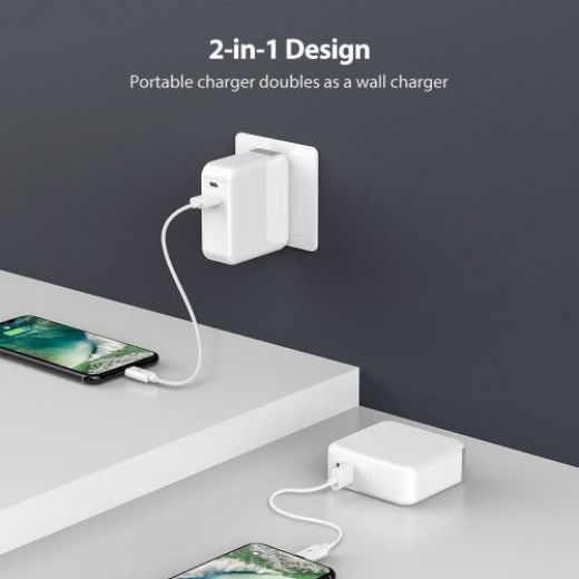 Picture of Ravpower Power Bank 2 in 1 5000mAh AC Plug PD/QC 3.0 - White