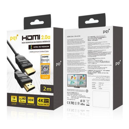 Picture of PQI HDMI Cable 4K Ultra HD Resolution 2M - Black