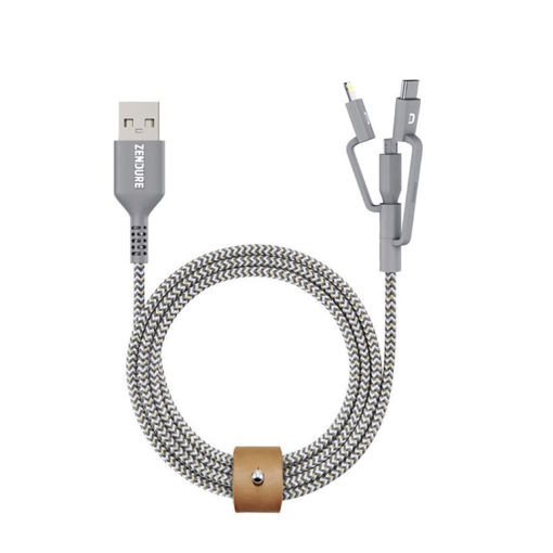 Picture of Zendure SuperCord 3 in 1 Cable Lightning + Micro + USB-C 1M - Grey