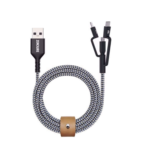 Picture of Zendure SuperCord 3 in 1 Cable Lightning + Micro + USB-C 1M - Black