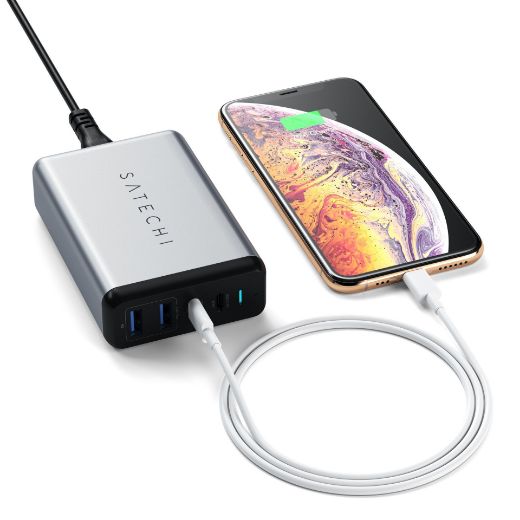 Picture of Satechi Travel Charger 4 Ports 75W PD 2X USB-C + USB-A - Space Gray