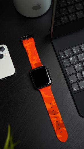 Picture of Horus Apple Watch Strap 42/44/45/49mm - Orange Camo Rubber