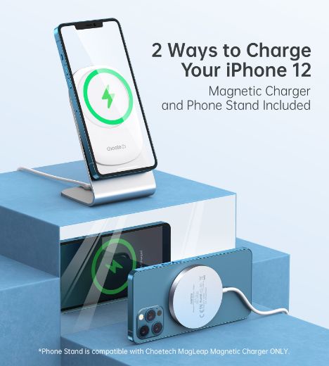 Picture of Choetech Magnetic Wireless Charging + Stand Holder - White