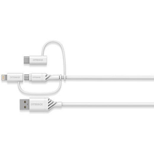 Picture of OtterBox 3 in 1 USB-A to Micro/Lightning/USB-C Cable - White