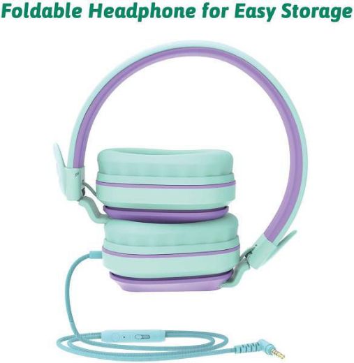 Picture of Riwbox CS6 Kids Wired Headphones - Purple/Green