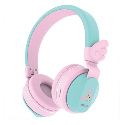 Picture of Riwbox BT05 Wings Foldable Headphones Wireless Bluetooth - Pink/Green
