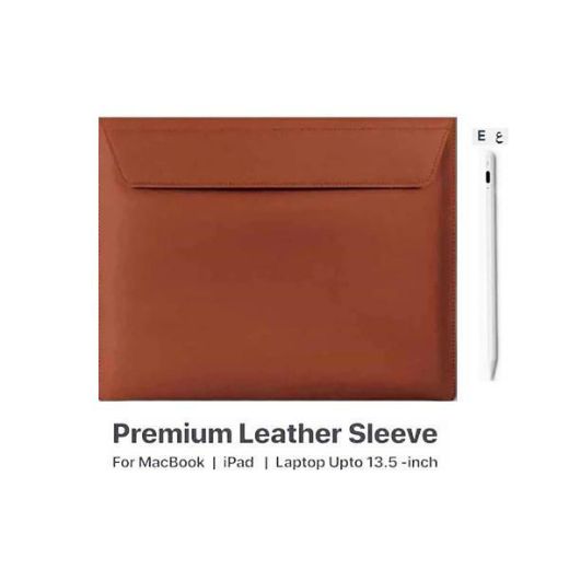 Picture of Smart 13.5-inch Premium Handcrafted Genuine Leather Sleeve - Brown