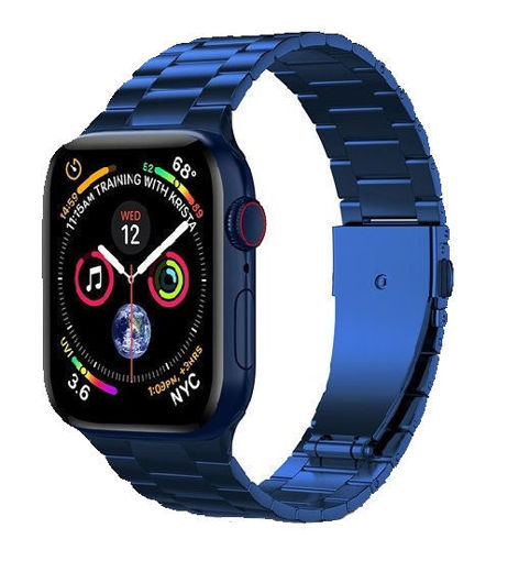 Picture of Wiwu Ultra thin Steel Watch Band for Apple Watch Three Beads 45/44/42mm - Blue