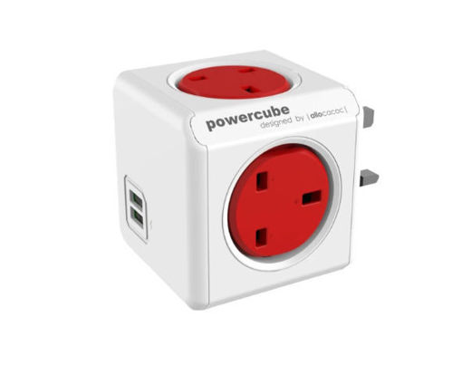 Picture of Power Cube 4 Power Outlets 2xUSB Ports - Red
