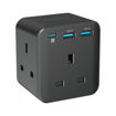 Picture of Powerology 3 Outlet Wall Socket With Fast Charging USB - Black