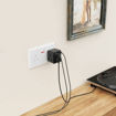 Picture of Powerology 3 Outlet Wall Socket With Fast Charging USB - Black