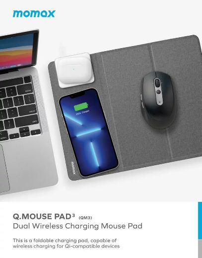 Picture of Momax Q.Mouse Pad 3 Dual Wireless Charging Mouse Pad - Dark Grey