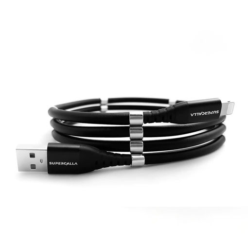 Picture of SuperCalla Magnetic USB-A to Lightning Cable 1M - Black