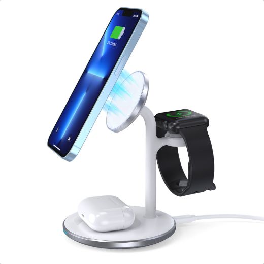 Picture of Choetech 3 in 1 Magnetic wireless charger station - White