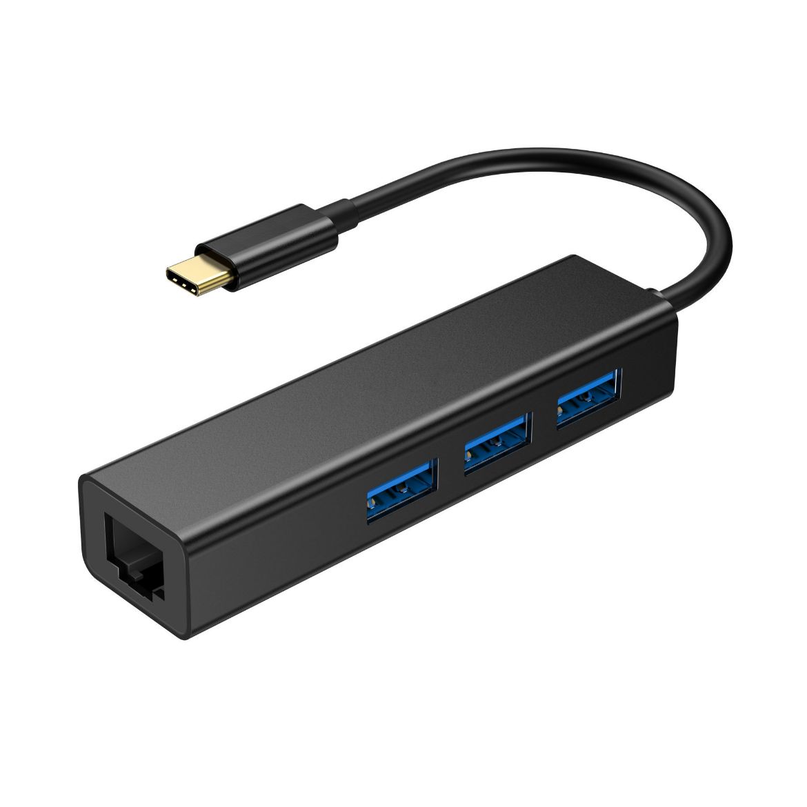 Picture of Choetech USB-C to 3 USB3.0 + RJ - Black