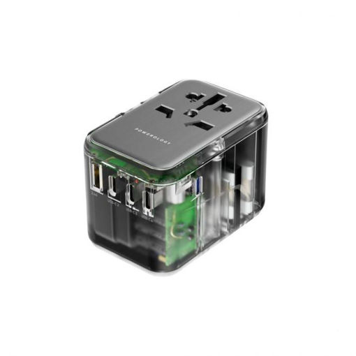 Picture of Powerology Universal Multi-Port Travel Adapter PD 65W 4X Type-C - Transparent/Gray