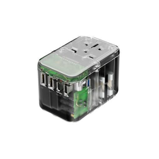 Picture of Powerology Universal Multi-Port Travel Adapter PD 65W 3X Type-C - Transparent