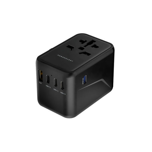 Picture of Powerology Universal Multi-Port Travel Adapter PD 65W 4X Type-C - Black