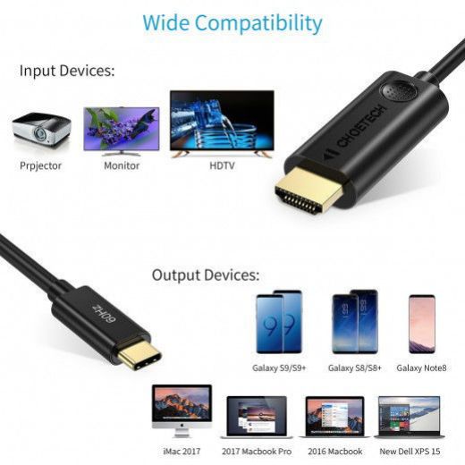 Picture of Choetech USB C to HDMI Cable 1.8M - Black