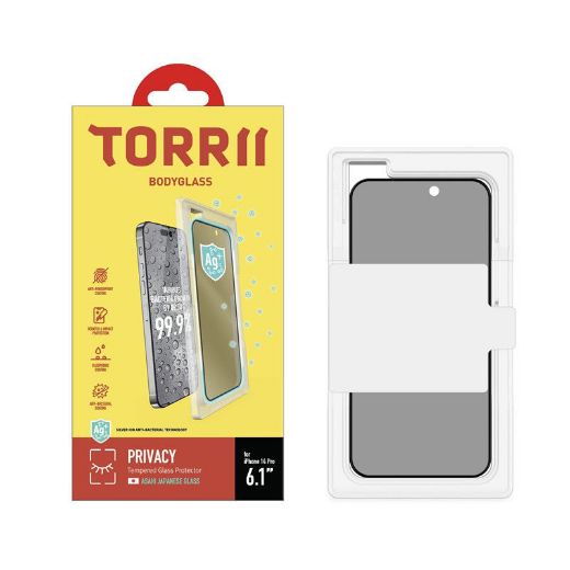 Picture of Torrii Bodyglass Screen Protector Anti-Bacterial Coating for iPhone 14 Pro - Privacy Black