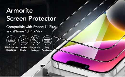 Picture of ESR iPhone 14 Plus/13 Pro Max Armorite Tempered Glass Screen Protector 2Pack - Black