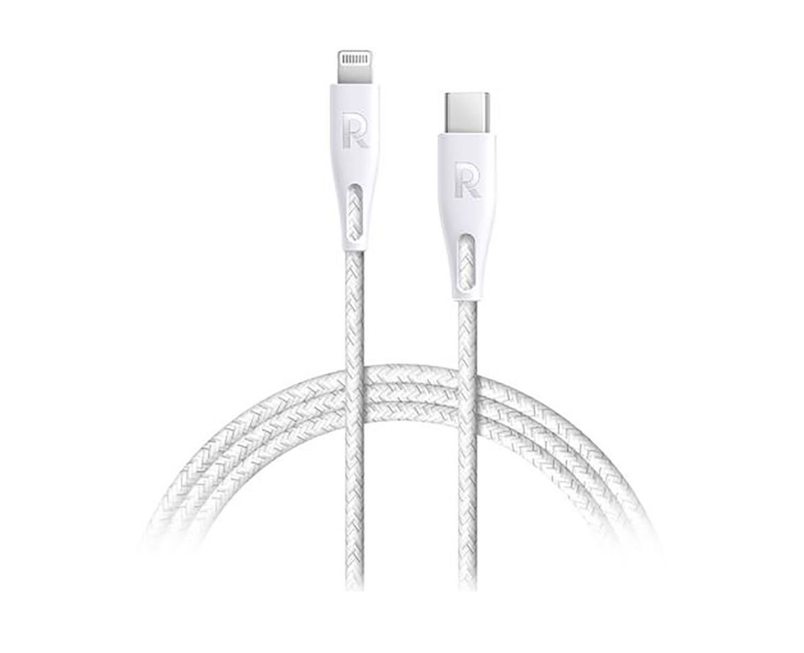 Picture of Ravpower USB-C to Lightning Nylon Cable 2M - White