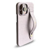 Picture of Gold Black Slim Leather Case with Finger Strap Croco for iPhone 14 Pro - Salmon Pink