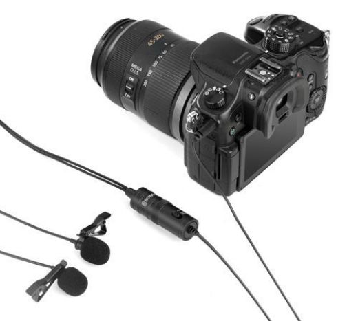 Picture of Boya Dual Mic Lavalier Microphone for Smartphones and DSLR - Black