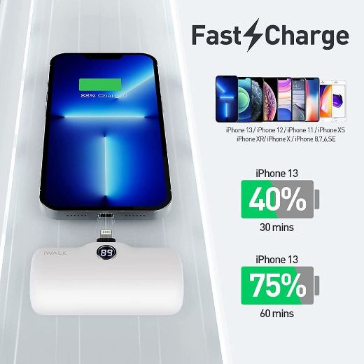 Picture of iWalk LinkMe Pro Fast Charge Pocket Battery 4800mAh for iPhone - White