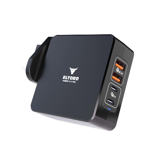 Picture of Eltoro Power Plug 120w Home Charger PD 3.0/QC 3.0 GaN with 4 Ports 2 USB-A/2 USB-C - Black