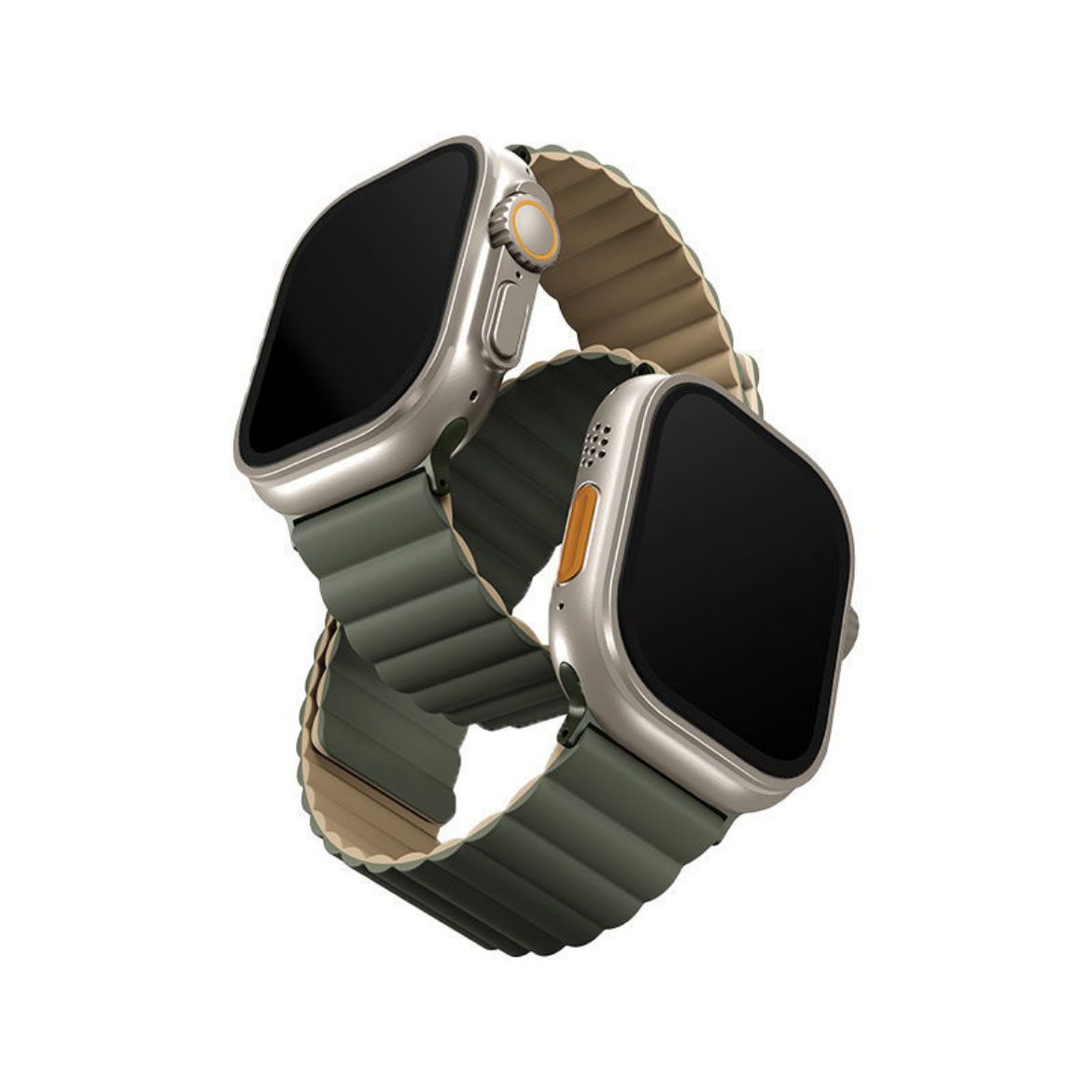 Picture of Uniq Revix Reversible Magnetic Strap for Apple Watch 42/44/45/49mm - Moss Green/Tan