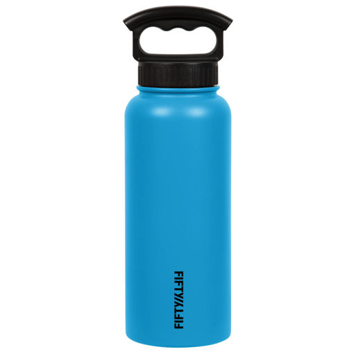 Picture of Fifty Fifty Wide Mouth Vacuum Insulated Bottle 1L 3 Finger Lid - Blue