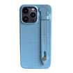 Picture of Gold Black Slim Leather Case with Finger Strap Croco for iPhone 14 Pro - Light Blue