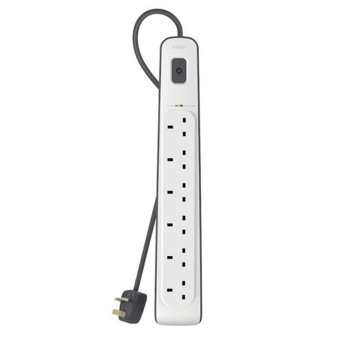 Picture of Belkin 6 Outlet Surge Protection Strip 2M - White