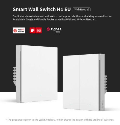 Picture of Aqara Smart Wall Switch H1 (With Neutral, Double Rocker) - White 