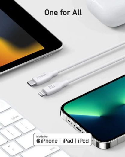 Picture of Anker PowerLine USB-C to Lightning Bio-Based 1.8M - White