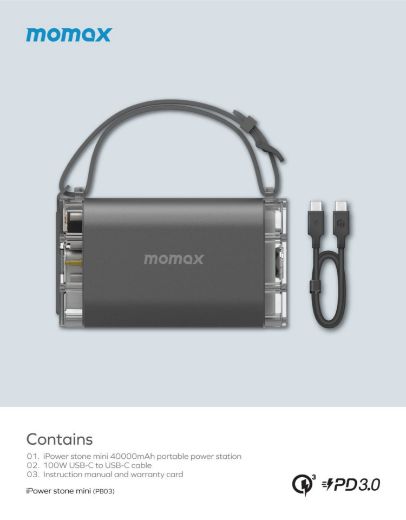 Picture of Momax iPowerstone Mini 100W Portable power station - Grey