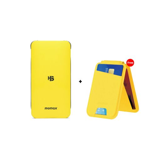 Picture of Momax TOUCH 2 Wireless Battery Pack 10000mAh + Magnetic Wallet Card - Yellow