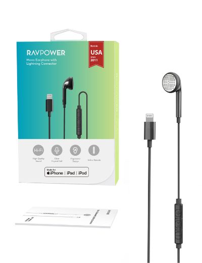 Picture of Ravpower Mono Earphone With Lightning Connector - Black