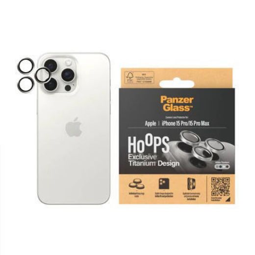 Picture of PanzerGlass Hoops Camera Lens for iPhone 15 Pro/15 Pro Max -  White Titanium