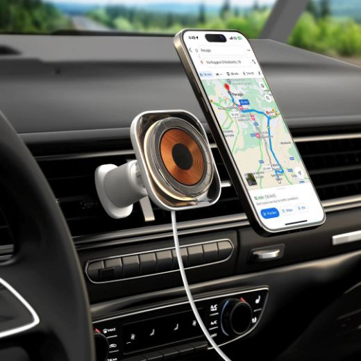 Picture of Momax Flow Magnetic Wireless Charging Car Mount - White