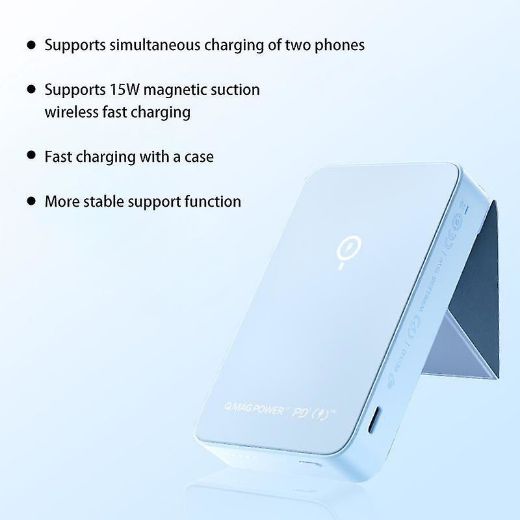 Picture of Momax Q.Mag Power15 Magnetic Wireless Battery Pack with Stand 10000mAh - Blue