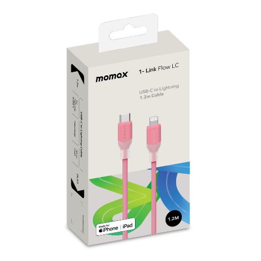 Picture of Momax Link USB-C to Lightning Cable Support 35W 1.2M - Pink
