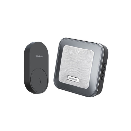 Picture of WellBell Wireless Doorbell 32 Melodies 200 MR Plug-In with Kinetic Bell Push - Black
