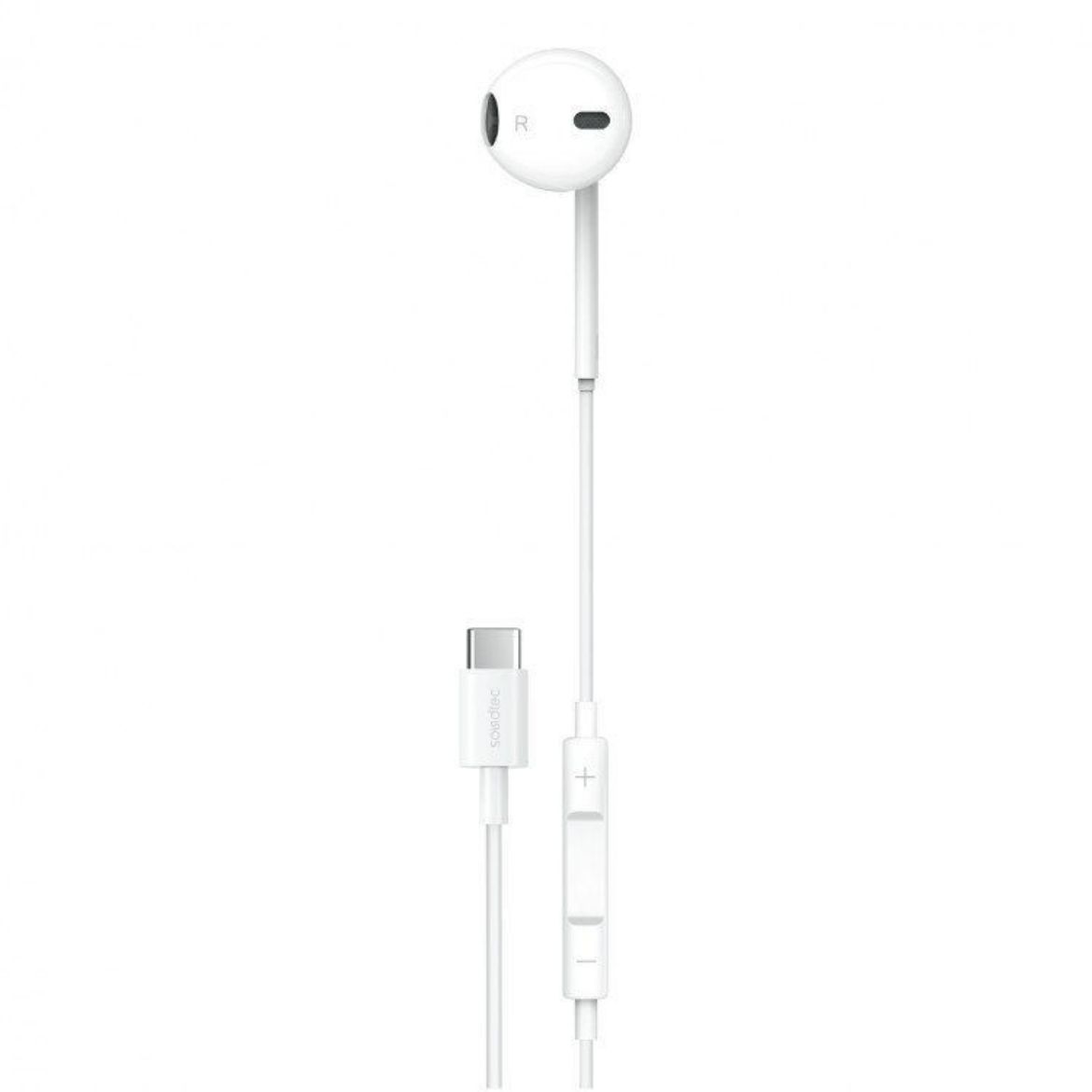 Picture of Porodo Soundtec Mono/Single TypeC Earphone with 3 Button Controls 1.2m - White