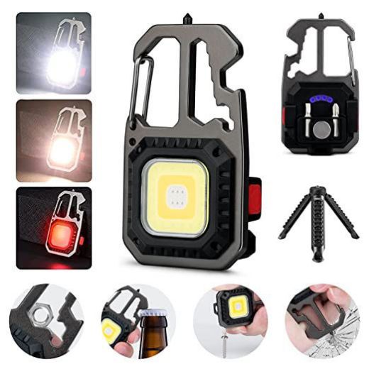 Picture of Multifunctional Emergency COB Light Tripod Keychain with Screwdriver Wrench Tool, Bottle Opener & Glass Breaker