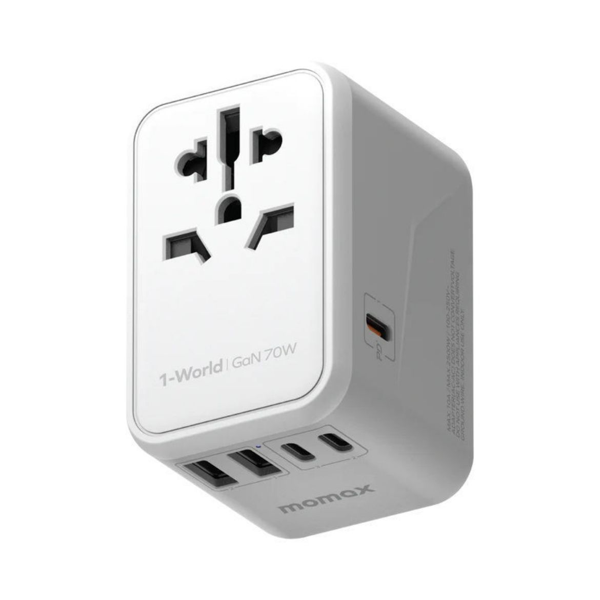 Picture of Momax 1-World 70W GaN 5 Ports + AC Travel Adaptor -White