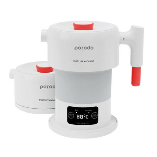 Picture of Porodo Lifestyle Portable Folding Electric Kettle Temperature Setting & Touch Display 600ml - White