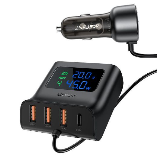 Picture of AceFast 138W Car Charger with Digital Display - Black